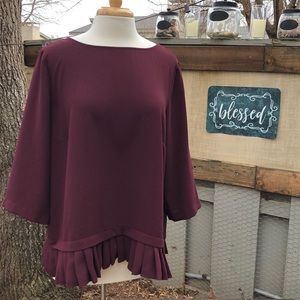 3/$30 J Jill Pinot blouse 3/4 sleeve with ruffle